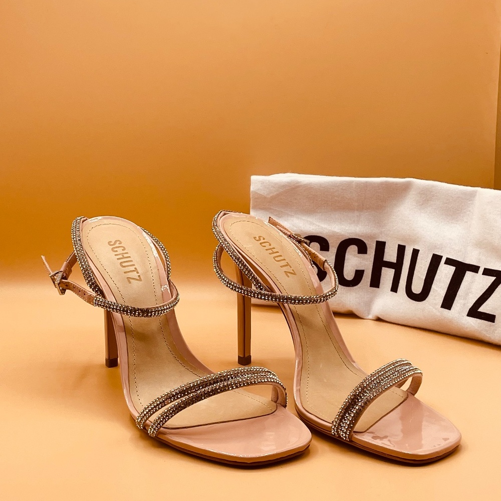 Schutz Altina Glam Crystal Ankle-Strap Sandals